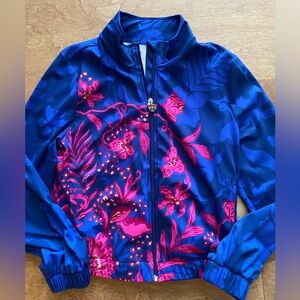 Lilly Pulitzer Luxletic Blue and Pink Floral activewear Bomber Jacket